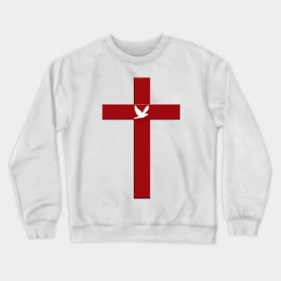 Holy Spirit Resurrection Power at The Cross of Jesus - Red Cross and White Dove symbols Crewneck Sweatshirt